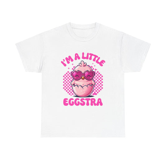 Eggstra Cute Unisex Heavy Cotton Tee, Fun Graphic Tee, Gift for Friends, Casual Wear, Easter Apparel, Summer Vibes