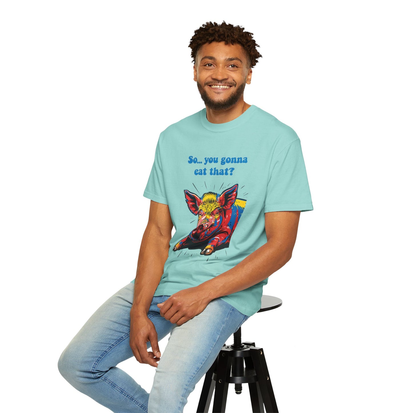 Humorous Pig Graphic T-Shirt - "So... You Gonna Eat That?"